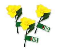 Strength & Honour Welsh Daffodil Pin Brooch 3 PACK - Wales Welsh St David Day Cymru Lapel Silk Flower Souvenir Gift Collection
