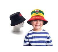 Strength & Honour Welsh Kids Reversible Bucket HAT - Yma O HYD Euros World Cup Wales Unisex Children's Hat Black with Dragon Embroidery on Reverse