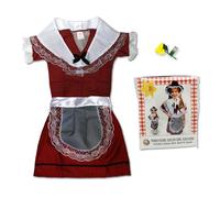 Strength & Honour WELSH WALES GIRLS TRADITIONAL COSTUME SET SIZE 8/9YRS with SILK DAFFODIL BROOCH - 5PCS SET - ST DAVID’S DAY KIDS SCHOOL PLAY DRESSING