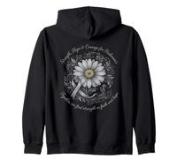 Strength Hope Courage Parkinson's Awareness Daisy Ribbon Zip Hoodie