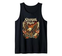 Strength in Flight Bald Eagle American Flag Tattoo Style Tank Top