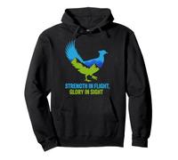 Strength In Flight Glory In Sight Bird Mountain Design Pullover Hoodie