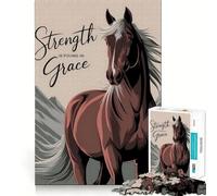 Strength in Grace Horse Jigsaw Puzzle for Adults 1000 Pieces Smart Reason Toy Group Joy Smooth Edge Fine Art Piece 38x26cm