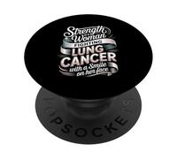 Strength Is A Woman Fighting Lung Cancer Awareness PopSockets Adhesive PopGrip
