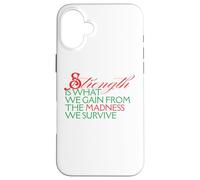 Strength Is What We Gain From Madness We Survive Motivation Case for iPhone 16 Plus