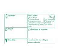 Strength, Target, Next Step, Spellings, Capital Letters etc. KS2 Literacy Feedback & Marking Teacher Stamp. Large 6x11cm (Option 4) (Green)