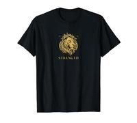 Strength Tarot Card Lion Value Graphic T-Shirt, Men, Black, S