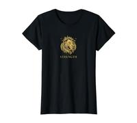 Strength Tarot Card Lion Value Graphic T-Shirt, Women, Black, M