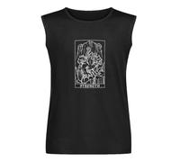Strength Tarot Card Shirt Persephone & Cerberus Gothic Witch Pagan Wicca Men Black Sleeveless T-Shirt Print Unisex Cotton Tee Shirt L