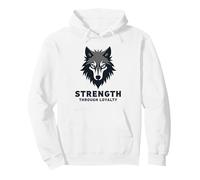 Strength Through Loyalty Wolf Pack Motto Stronger Than The Storm Character Pullover Hoodie, Adult Unisex, White, Medium