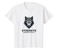 Strength Through Loyalty Wolf Pack Motto T-Shirt, Kids, White, 2 Years