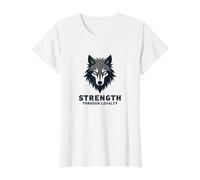 Strength Through Loyalty Wolf Pack Motto T-Shirt, Women, White, XS