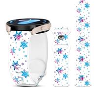 Strenme Compatible with Watch Band Samsung Galaxy Watch7/ 6/5/5 Pro/4/3/6 Classic/4 Classic/Active 2/Active, 20mm Christmas Snowflakes Replacement Strap for Samsung Galaxy 40mm 41mm 42mm 44mm 45mm