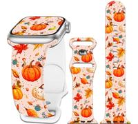 Strenme Fall Pumpkin Leaves Thanksgiving Watch Band for Apple Watch Women | 42mm 44mm 45mm 46mm 49mm,iPhone iWatch Series 11 10 9 8 7 SE 6 5 4 Ultra 3 2 1, Silicone Replacement Strap