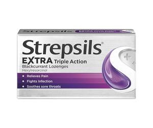 Strepsils Extra Triple Action Blackcurrant Lozenges, 24pcs