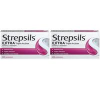 Strepsils Extra Triple Action, Cherry, Sore Throat Lozenges, 24 Total, Sore Throat Relief, Soothes Sore Throat, Effective Relief, Works in 5 Minutes, Extra Pain Relief, Sore Throat, Medication