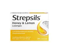 Strepsils Sore Throat Relief, Honey and Lemon, 24 Lozenges, Soothes Sore Throat, Effective Antiseptics, Removes Germs, Fights Infections, Fast Acting, 2 Hours Relief, Sore Throat, Medication