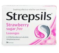Strepsils Strawberry Sugar Free Lozenges 36 Lozenges