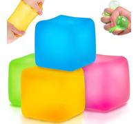 Stress Balls, 4Pcs Glow Stress Cube Squeeze Cube Fidget Toy for Kids Adults Stress Relief Squeeze Sensory Toys for Age 3+ ADHD Autism Classroom