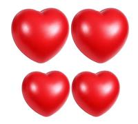 Stress Balls for Adults, Hand Exercise Balls with Heart Shape Design, Portable Stress Relief Tools for Grip Strength Training and Wrist Rehabilitation, Set of Four Red Squeeze Balls
