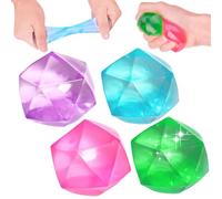Stress Balls for Adults Kids, 4Pcs Diamond Ice Cube Fidget Toys, Squishy Sensory Toys for Autism, Squeeze Ball, Enhances Grip Strength Stress Relief Toys for Kids Party Bag Fillers