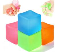 Stress Balls for Autism, 4Pcs Strength Squeeze Doh Cube Squishy Fidget Toys for Teens Adults, Sensory Toys for Autism Classroom, Square Stress Balls Anxiety Relief -Random color