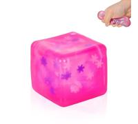 Stress Balls Ice Cube with Snowflakes 1.97", Snow Pieces Silent Nice Square Shape Anxiety Sensory Squishy Fidget Toy Slow Rise(Pink)