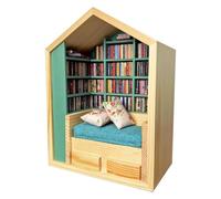 Stress Bookshelf Toy - Creative Desktop Decor, Calming Book Nook | Miniature Library with 200 Tiny Books, Relaxing Bookshelf Model for Kids Adults Stress Decoration Reading Room