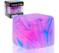 Stress Cube Squeeze Toys, 4 Pack Cube Sensory Balls for Anxiety Relief, Soft Gel Filled TPR Squeeze Toy for People, Prizes Party Favors (Purple)