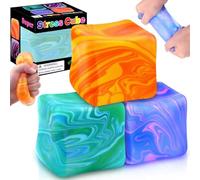 Stress Cube Squeeze Toys, 4 Pack Cube Sensory Balls for Anxiety Relief, Soft Gel Filled TPR Squeeze Toy for People, Prizes Party Favors (Multicolore-A)