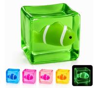 Stress Cube Squishy Toys, Glow-in-The-Dark Clownfish Inside, Squishys Sensory Toy to Stress and Anxiety Relief, Squeeze Fidgets for Kids Autism Adults Party Favors, Halloween, Christmas, Travel Gift