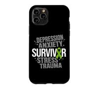 Stress Depression Survivor Anxiety Awareness Green Ribbon Case for iPhone 11 Pro