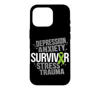 Stress Depression Survivor Anxiety Awareness Green Ribbon Case for iPhone 16 Pro