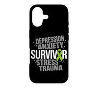 Stress Depression Survivor Anxiety Awareness Green Ribbon Case for iPhone 17