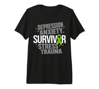 Stress Depression Survivor Anxiety Awareness Green Ribbon Premium T-Shirt
