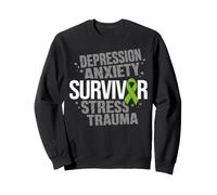 Stress Depression Survivor Anxiety Awareness Green Ribbon Sweatshirt