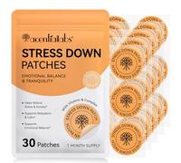 Stress Down Patches - Stress & Anxiety Relief, Cortisol Levels Support for Women Men, Plant-Based Formula, 8-Hour Long-Lasting, 30 Patches