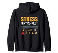 Stress Is My Co Pilot Anxiety Humor Mental Health Zip Hoodie