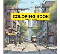 Stress less Coloring Book, City theme, airplane, ferry, train,