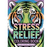 Stress Relief Coloring Book For Adults and Teens: 50 Intricate Patterns and Mandalas for Relaxation and Mindfulness, Animal designs, large print 8.5x 11 inch, Bold and easy