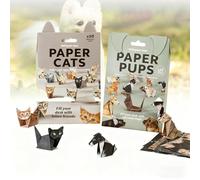 Stress Relief DIY Paper Cats Kit, 50 Sheets Origami Paper to Fold Cute Cat Figures, Fun Craft Activity for Teens & Adults, Decorative & Relaxing Papercraft Set, DIY Art Gift (Cat + Dog)