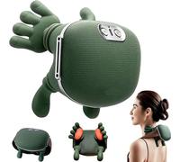 Stress Relief Massager, Massage Master for Shoulder, 3D Kneading Heat Therapy, Simulated Human Hand Cervical Trapezius Neck Massager Pillows for Men Women Parents,Green-2PC