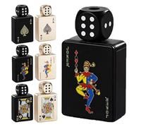 Stress-Relief Rotating Dice Lighter, 2026 New Refillable Butane Gas Lighter with 360° Spinning Dice, Windproof Green Flame Lighters Adjustable Refillable Zinc Alloy Body, Fidget-Friendly(BLACK-B)