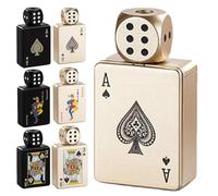 Stress-Relief Rotating Dice Lighter, 2026 New Refillable Butane Gas Lighter with 360° Spinning Dice, Windproof Green Flame Lighters Adjustable Refillable Zinc Alloy Body, Fidget-Friendly(GOLD-A)