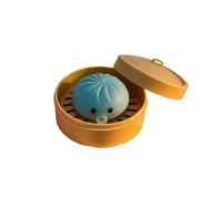 Stress Relief Toy Dumpling - BIBI Squeaker Pinch Toy with Bubble Blowing, Soft Vinyl for Anxiety, Adorable Cartoon Expression, Portable Pocket Fidget for Kids Adults (Random Color) B 1pc
