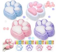 Stress Relief Toy - Taba Squishy Cat Paw Kit, 4Pcs Cute Sensory Squeeze Toys, Taboo Mini Squishies Handmade Soft Bouncy Fufu Squishy, Stretchable Springy Cat Paw for Adults Relaxation Fidget Toys