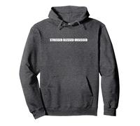 Stressed Blessed Obsessed Pullover Hoodie, Adult Unisex, Dark Heather Grey, S