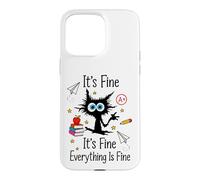 Stressed Cat School Academic Pressure Student Case for iPhone 15 Pro Max