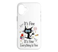 Stressed Cat School Academic Pressure Student Case for iPhone 16 Plus