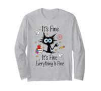 Stressed Cat School Academic Pressure Student Long Sleeve T-Shirt